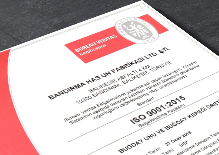 Bandırma Has Un 9001 Sertifikası
